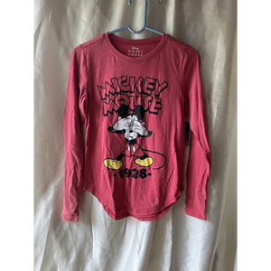NWT Pink Disney Mickey Mouse‎ Graphic Long Sleeve Tee Junior Size XS